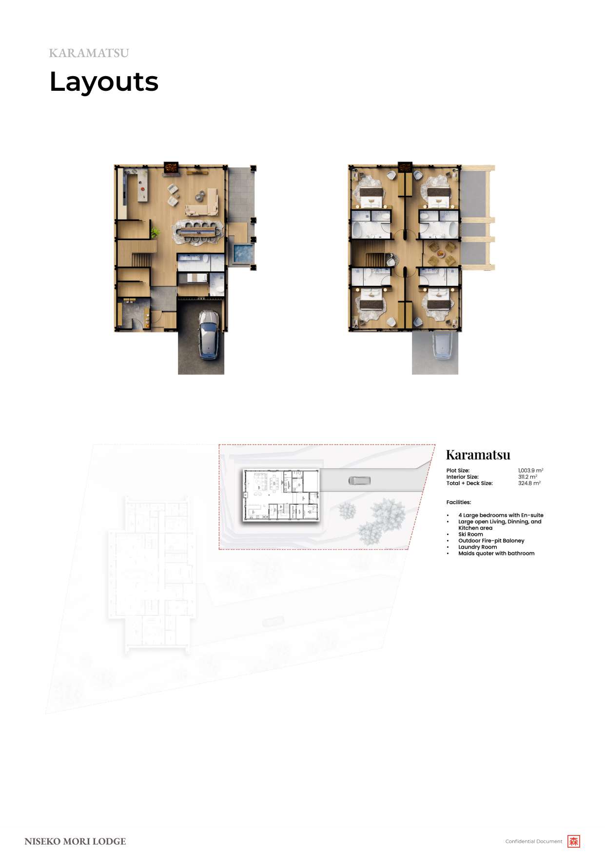 Karamatsu floor plans and site layout