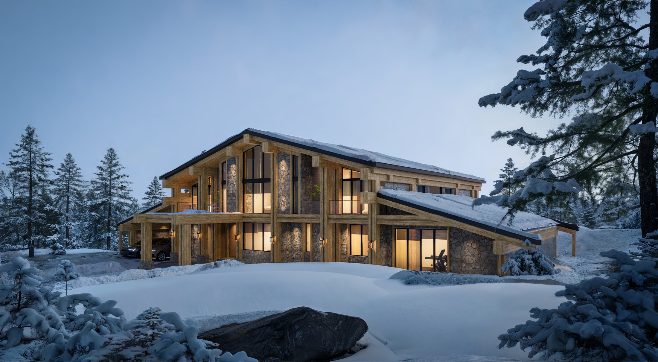Niseko Mori chalet set into the forest at Moiwa